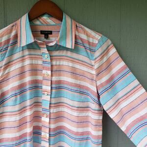 Talbots Multicolor Stripe XS Button Down Shirt New